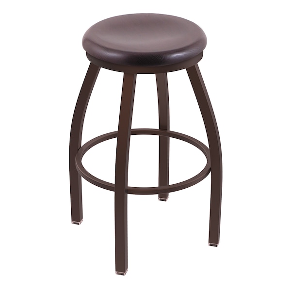 36" Swivel X-Tall Bar Stool, Bronze Finish, Dark Cherry Oak Seat